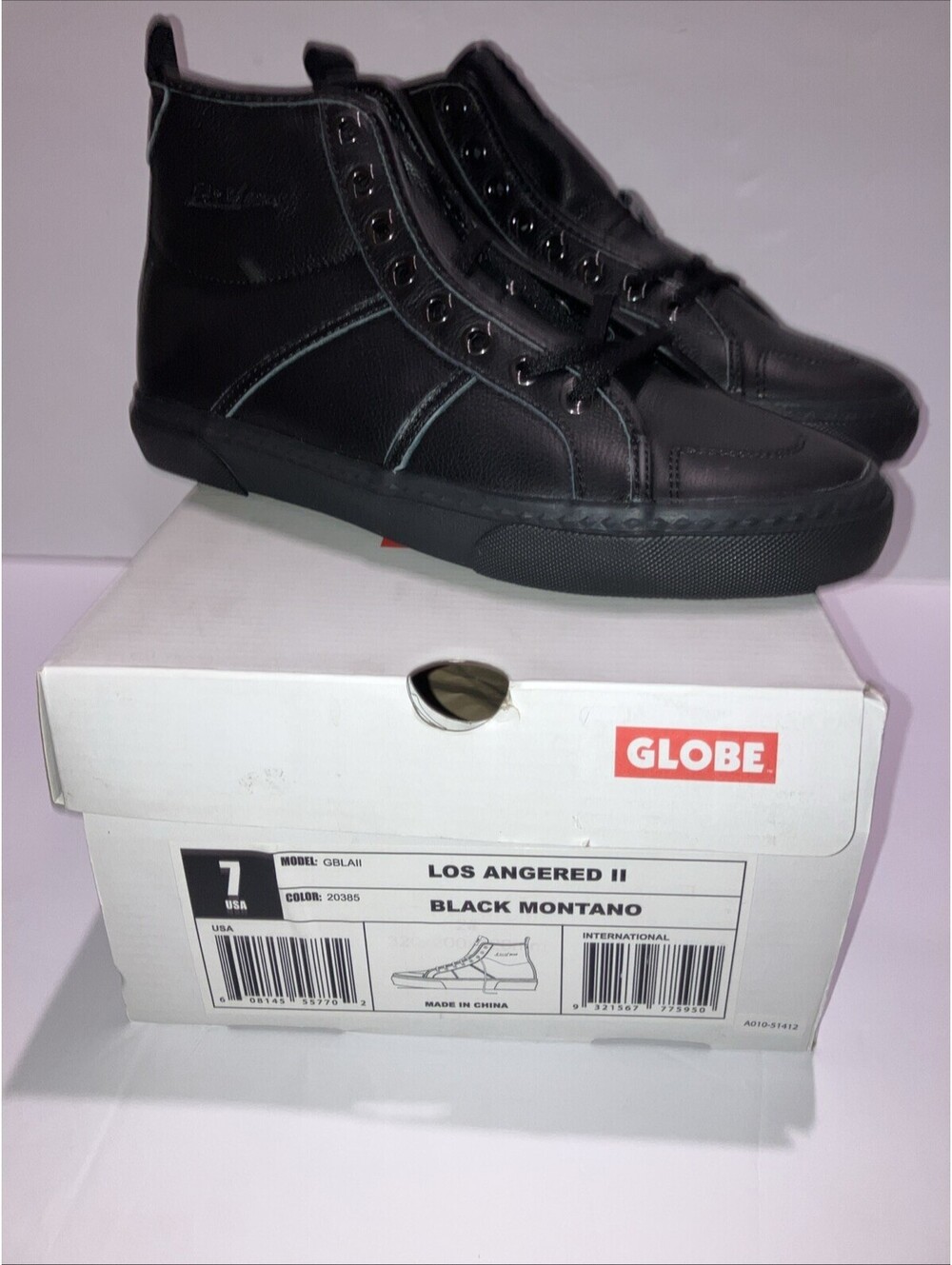Globe Men's Los Angered II Skate Shoe Black Montano Men’s 7 US NEW